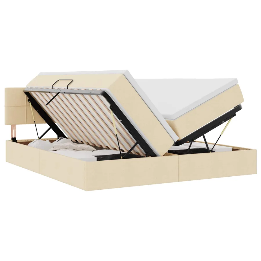 Lit de Rangement Crème 180 x 200 cm Cuir synthétique - 2