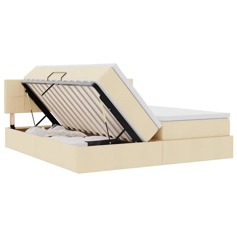 Lit de Rangement Crème 180 x 200 cm Cuir synthétique - 7