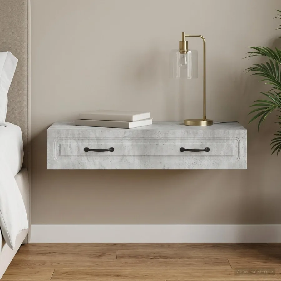 Table d'appoint murale Gris béton 87,5 x 34,5 x 17 cm