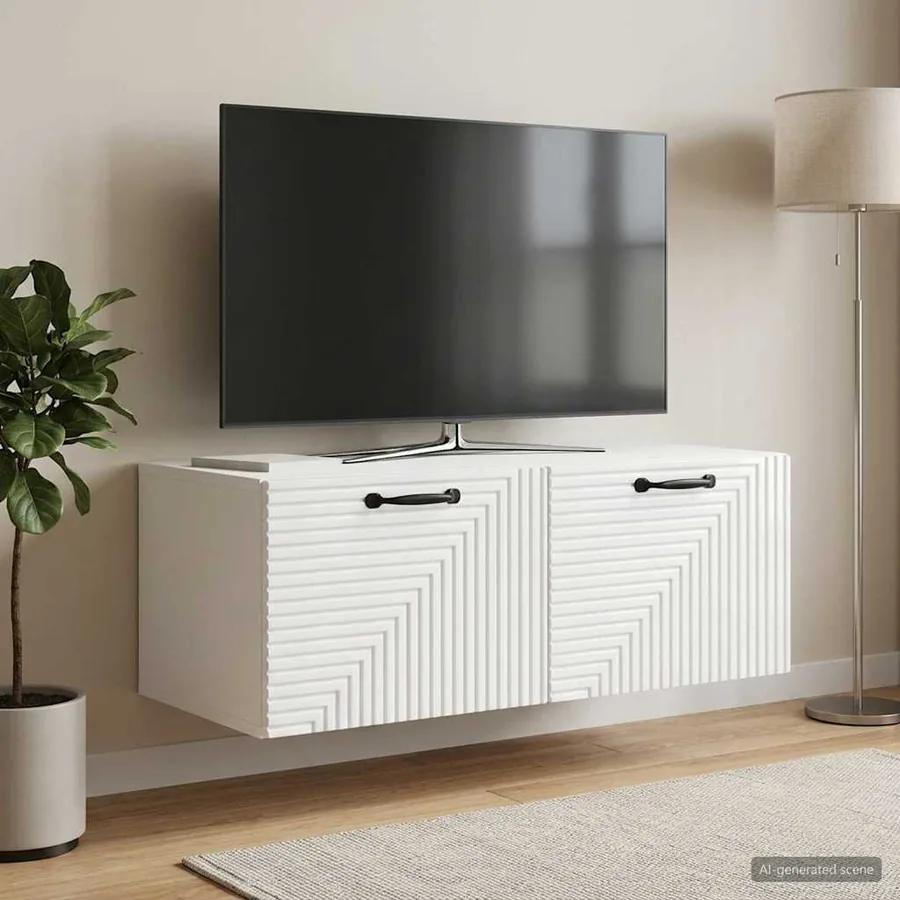 Meuble TV mural Montage mural Blanc brillant 78,5 x 41 x 30 cm