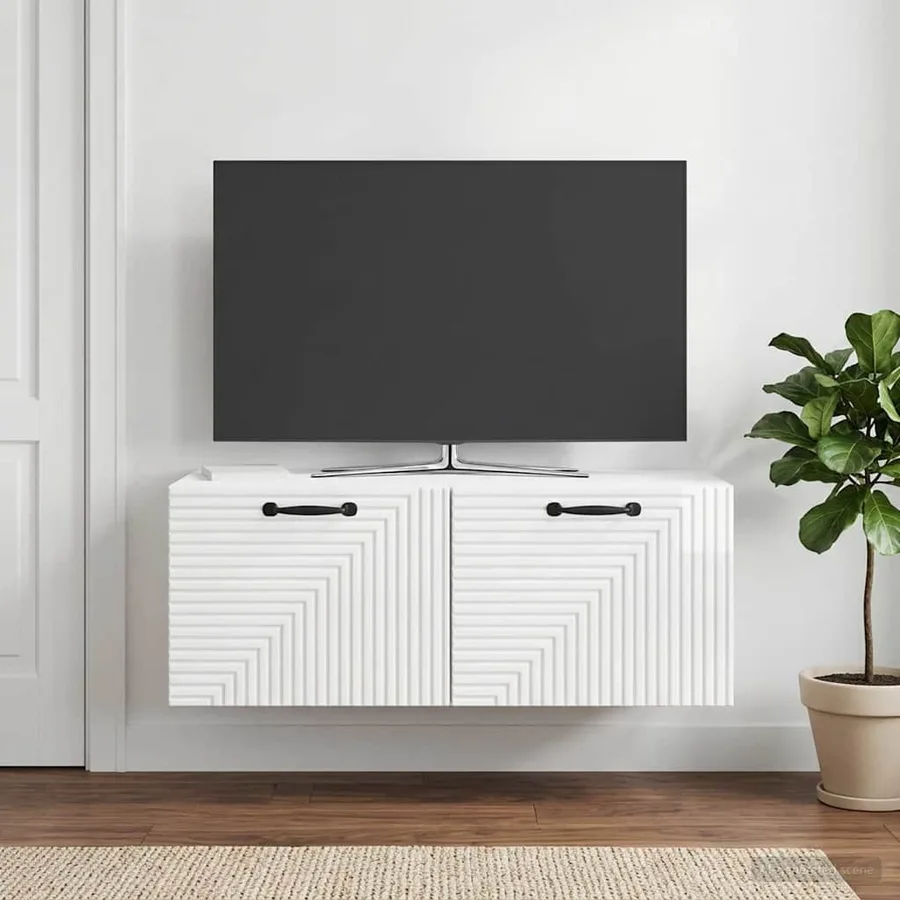 Meuble TV mural Montage mural Blanc brillant 78,5 x 41 x 30 cm - 4