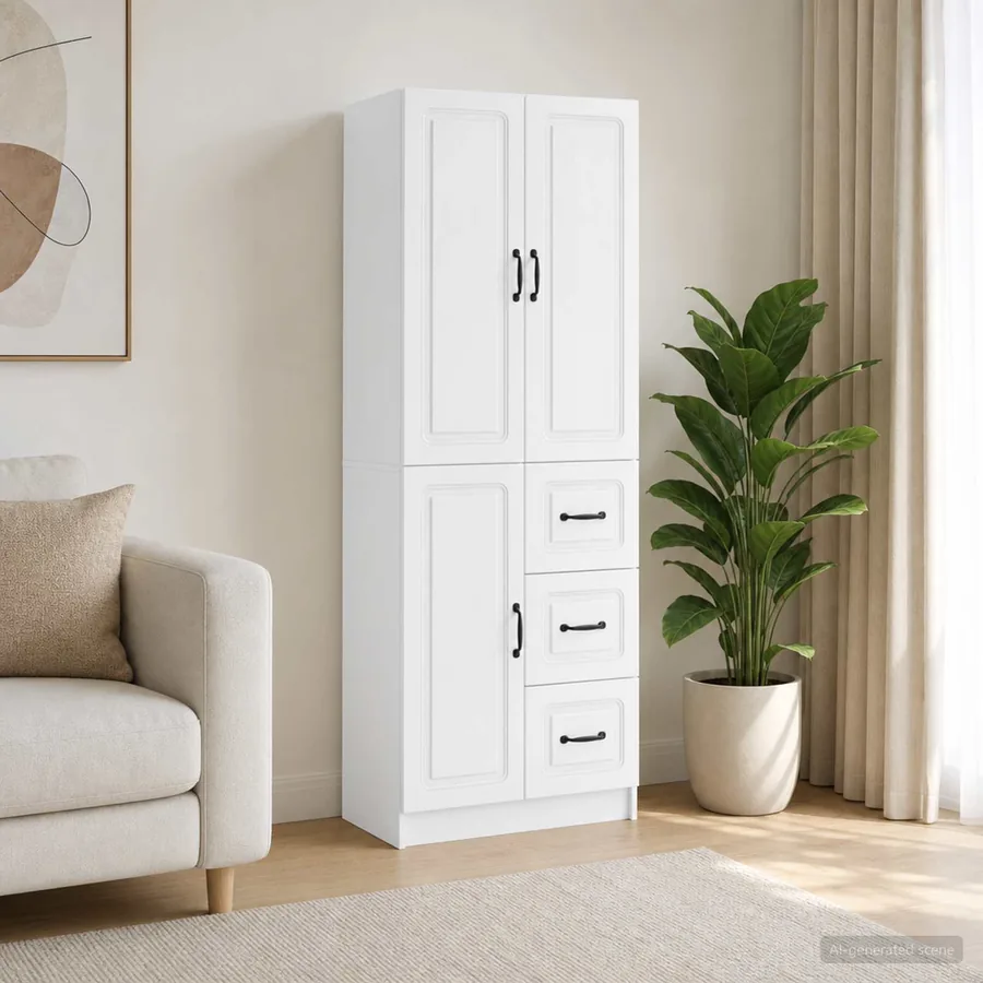 Ensemble de Meubles 2 pcs Blanc brillant Bois d'ingénierie