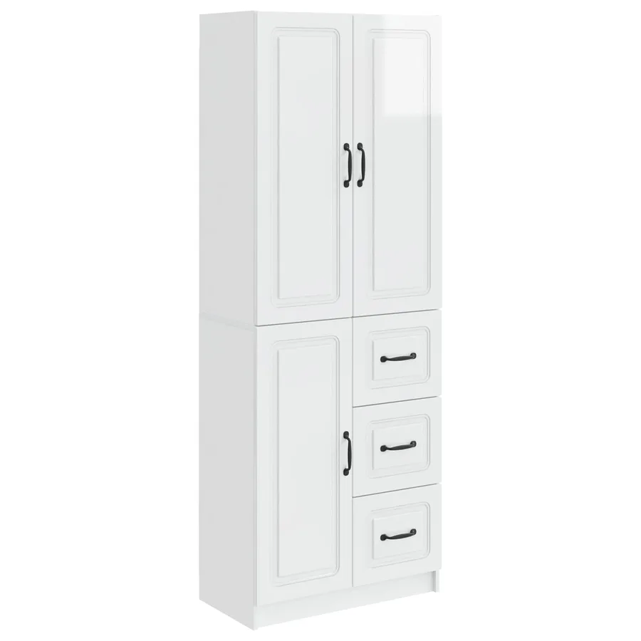 Ensemble de Meubles 2 pcs Blanc brillant Bois d'ingénierie - 2
