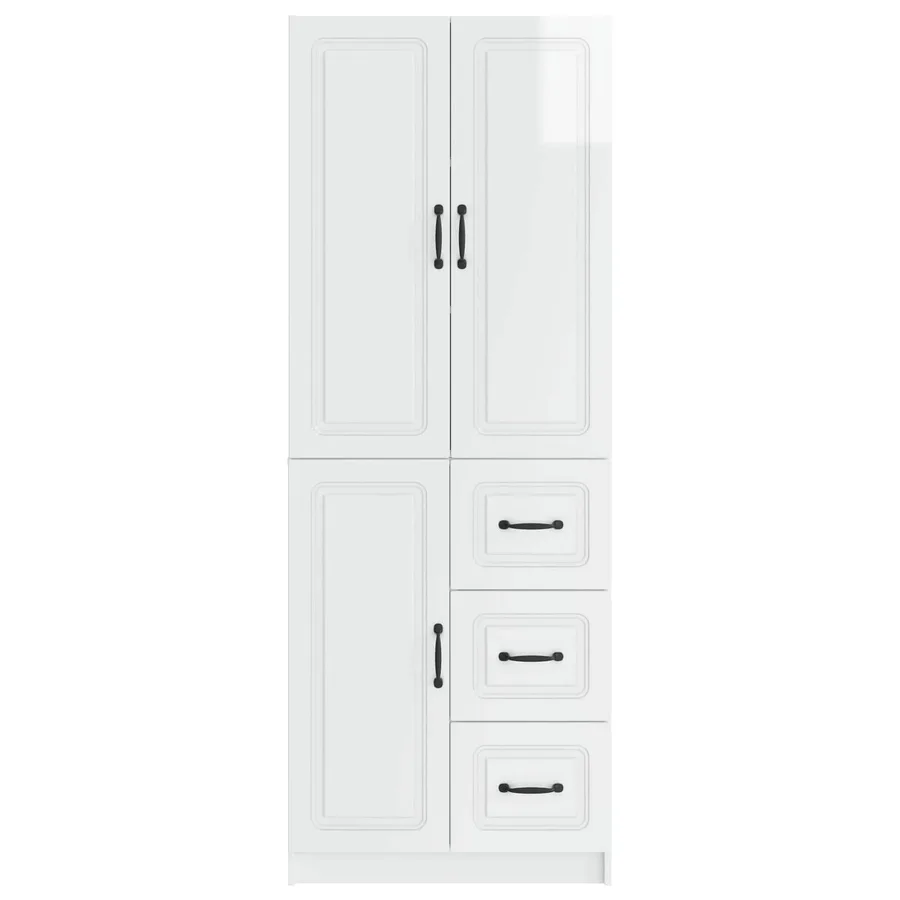 Ensemble de Meubles 2 pcs Blanc brillant Bois d'ingénierie - 5