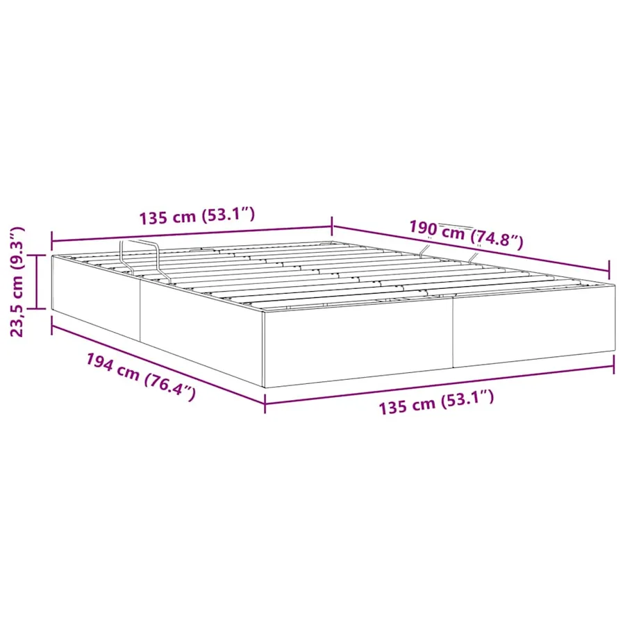 Lit de Rangement avec stockage Gris clair 135 x 190 cm Tissu - 13