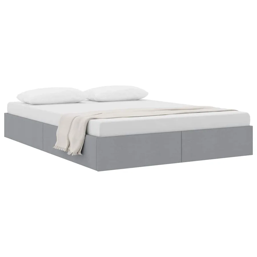 Lit de Rangement avec stockage Gris clair 135 x 190 cm Tissu - 3