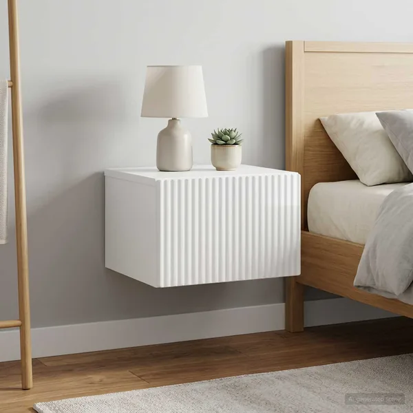 Cabinet de chevet mural 2 pcs Blanc brillant 33 x 34,5 x 20 cm