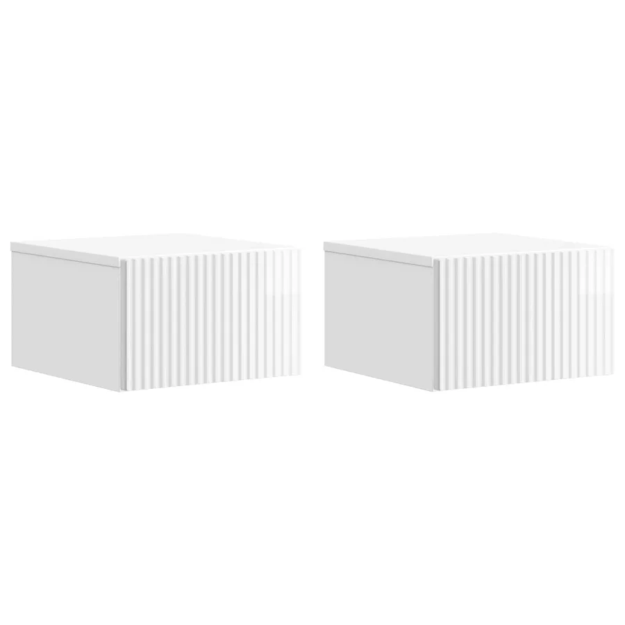 Cabinet de chevet mural 2 pcs Blanc brillant 33 x 34,5 x 20 cm - 2