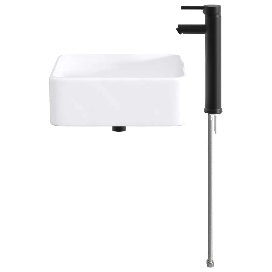 Lavabo de salle de bains Noir Mat 36,5 x 36,5 x 13 cm métal - 4