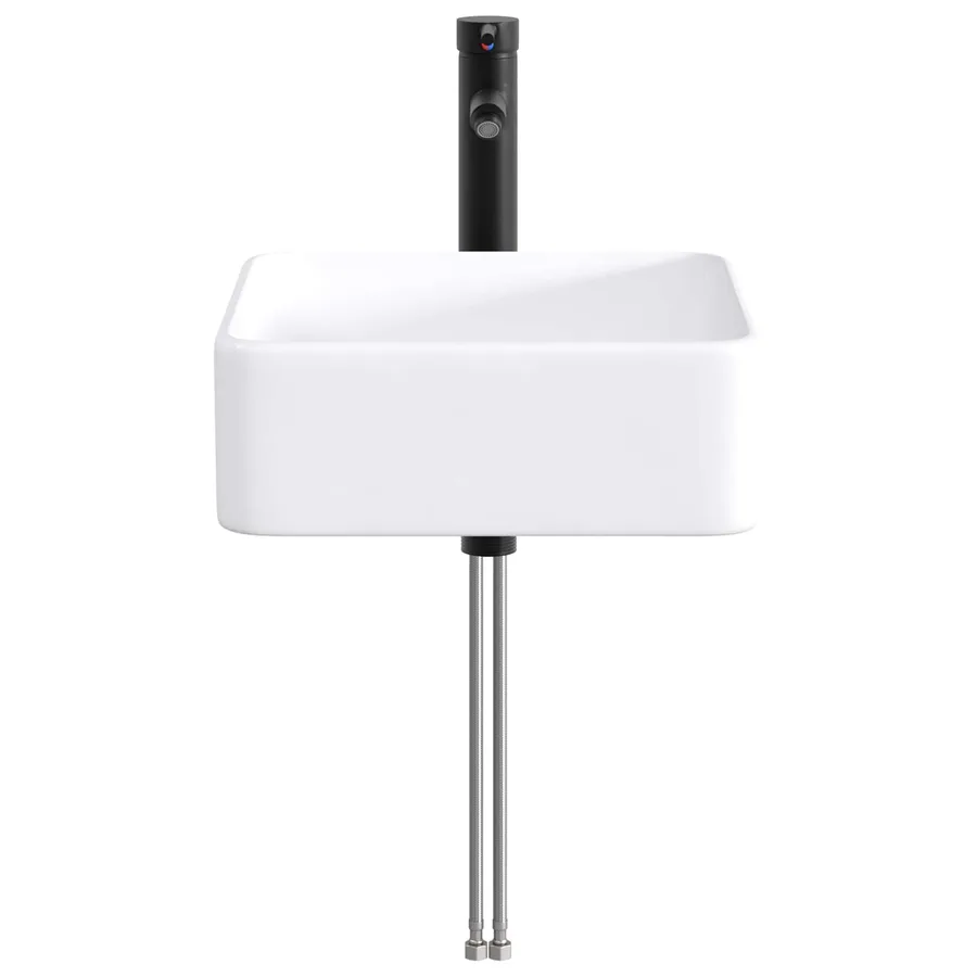 Lavabo de salle de bains Noir Mat 36,5 x 36,5 x 13 cm métal - 5