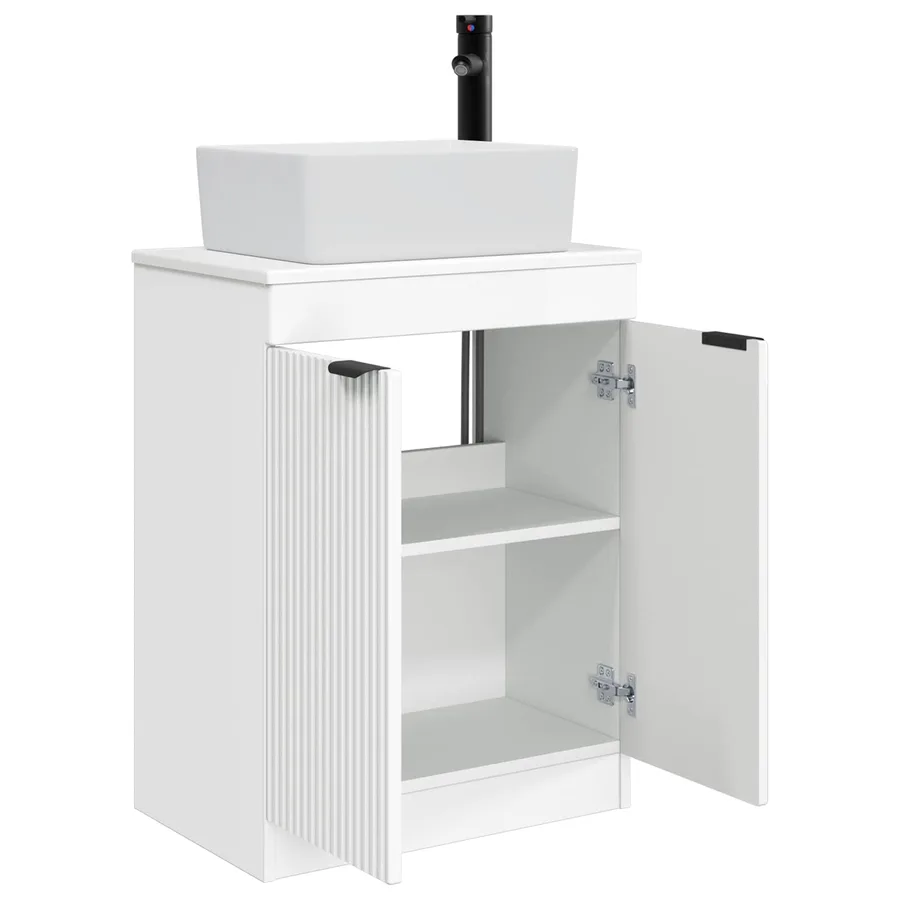 Meuble de salle de bain avec évier Blanc brillant - 4