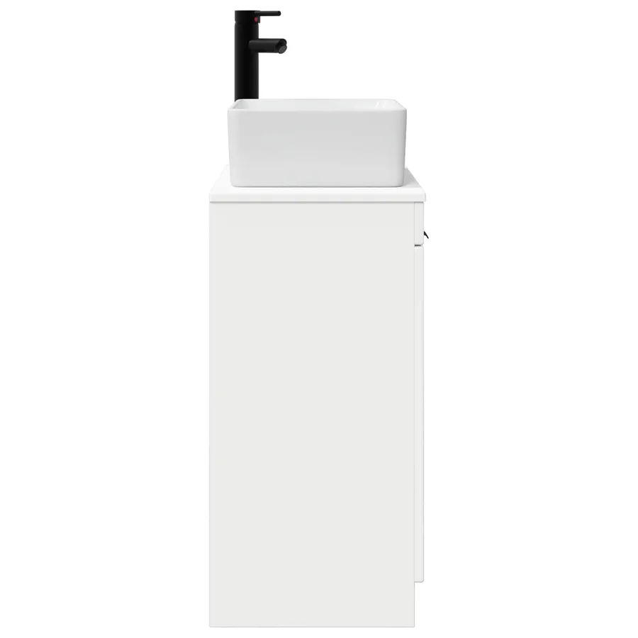 Meuble de salle de bain avec évier Blanc brillant - 5
