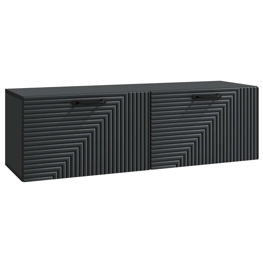 Meuble TV mural Noir 98 x 31 x 30 cm Bois d'ingénierie - 2