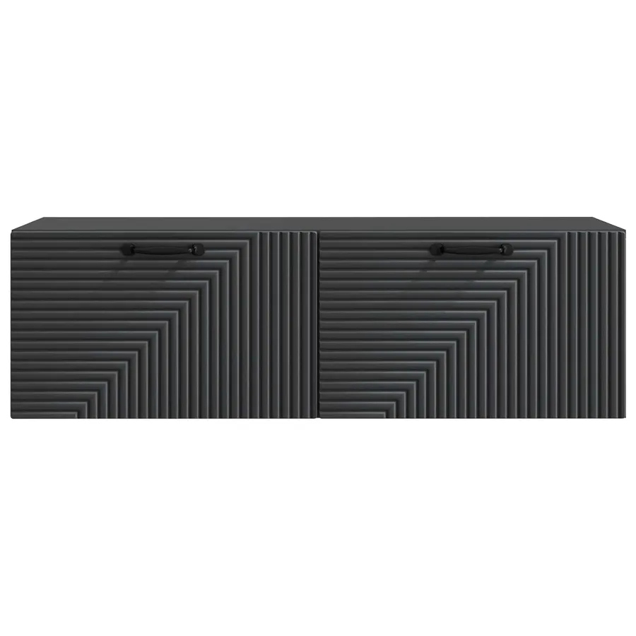Meuble TV mural Noir 98 x 31 x 30 cm Bois d'ingénierie - 6