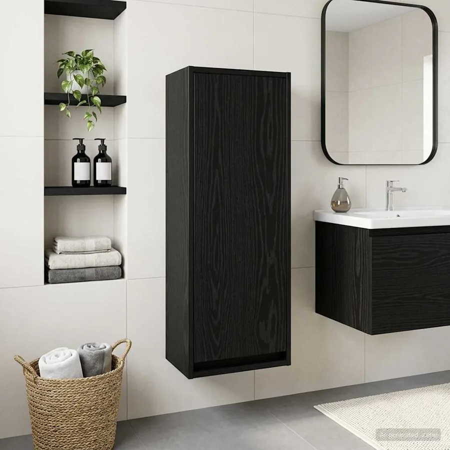 Meuble de lavabo mural Chêne noir 35 x 20 x 81 cm