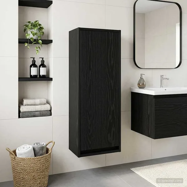 Meuble de lavabo mural Chêne noir 35 x 20 x 81 cm