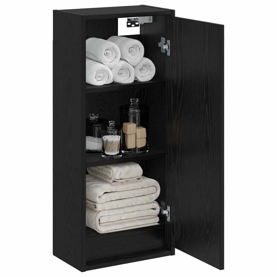 Meuble de lavabo mural Chêne noir 35 x 20 x 81 cm - 3