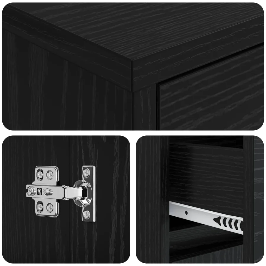 Meuble de lavabo mural Chêne noir 35 x 20 x 81 cm - 6