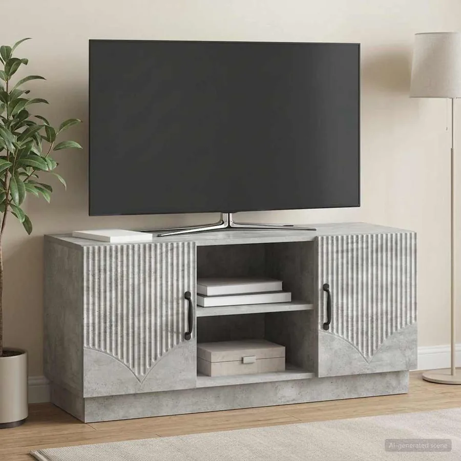 Meuble TV Gris béton 102 x 34,5 x 47 cm Bois d'ingénierie