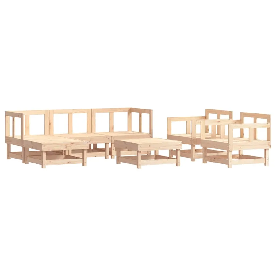Salon de jardin 7 pcs Bois de pin massif - 2