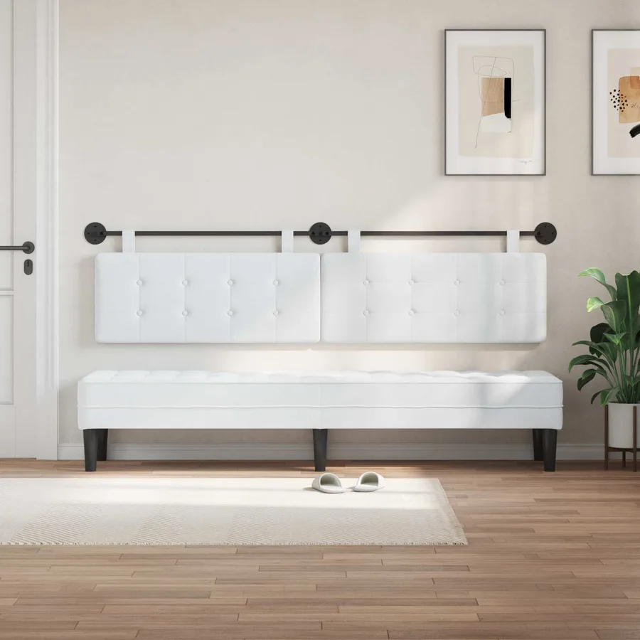 Tête de lit suspendue Blanc tissu - 3