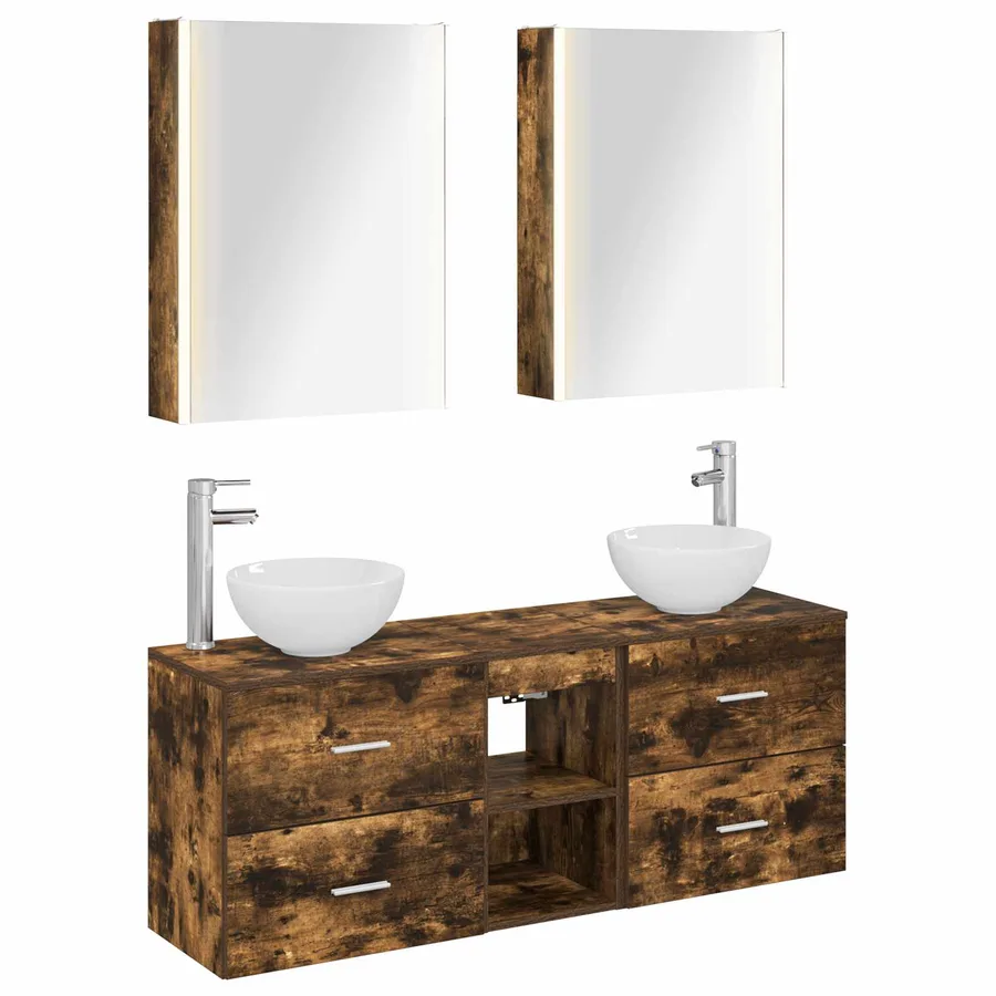Ensemble d'armoire de salle de bain 5 pcs Chêne fumé - 2