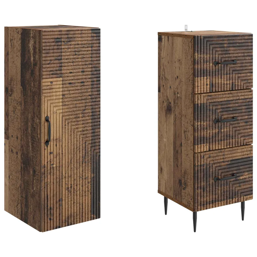 Ensemble de Meubles 2 pcs Bois ancien 33 x 34,5 x 90 cm - 4