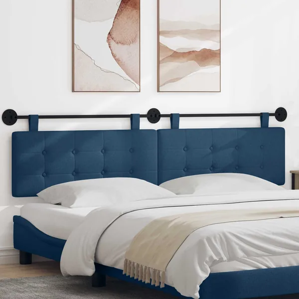 Tête de lit suspendue Bleu Tissu