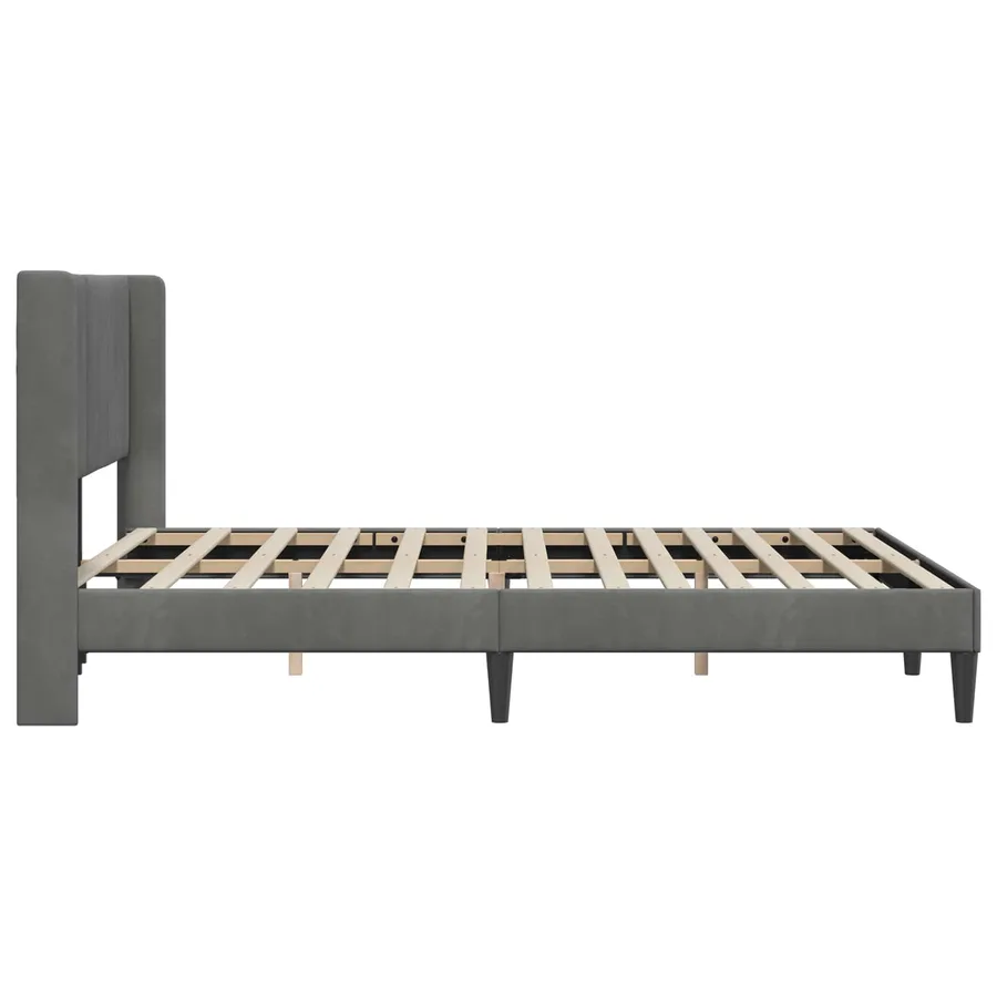 Cadre de lit avec tête de lit Gris foncé 140 x 200 cm Velours - 5