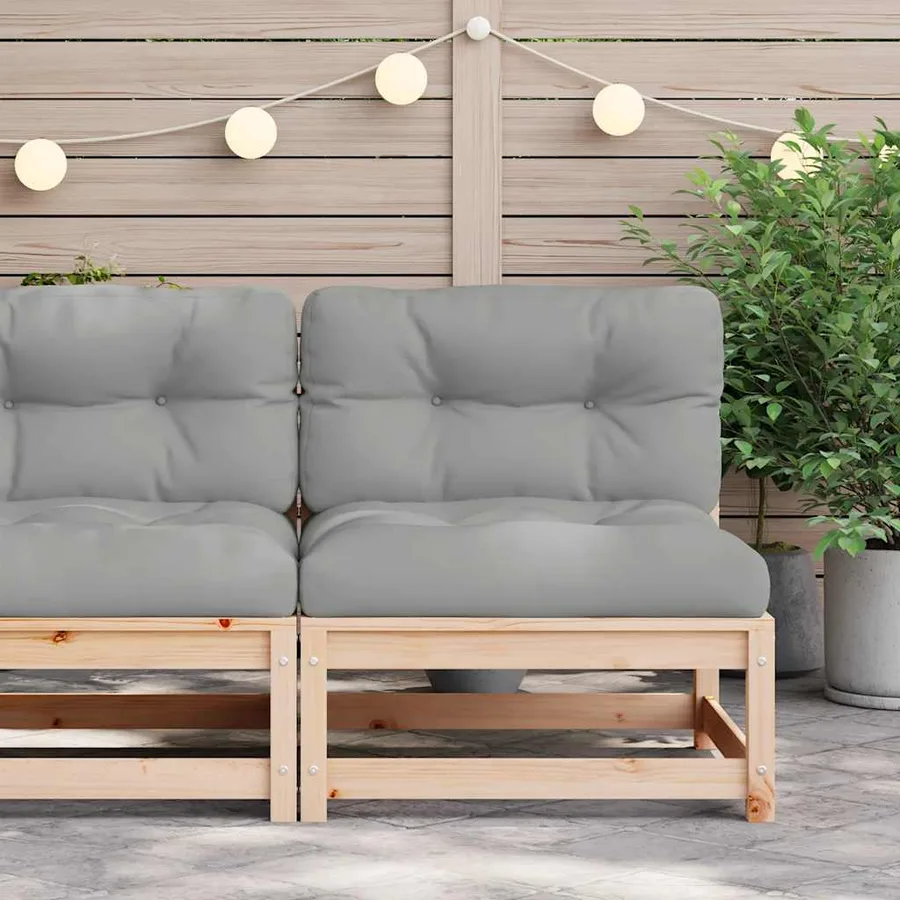 Canapé de jardin sans accoudoirs et coussins bois massif de pin - 3