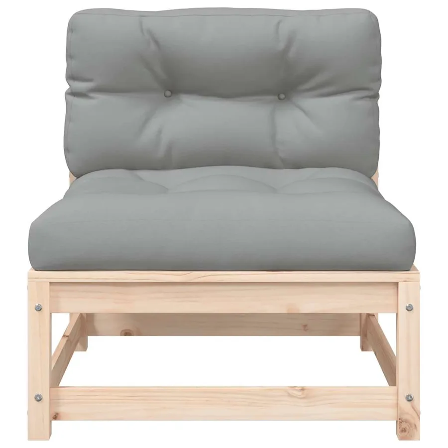Canapé de jardin sans accoudoirs et coussins bois massif de pin - 5