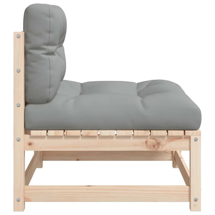 Canapé de jardin sans accoudoirs et coussins bois massif de pin - 6