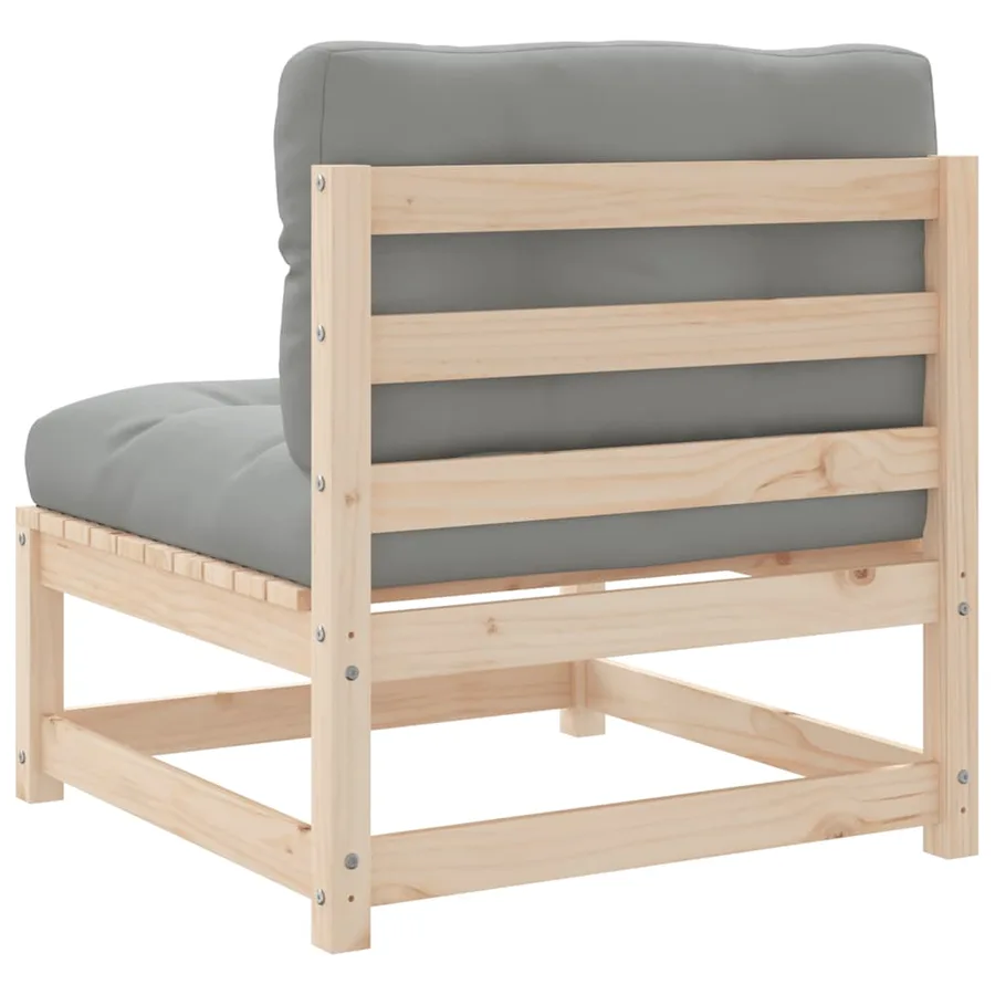 Canapé de jardin sans accoudoirs et coussins bois massif de pin - 7