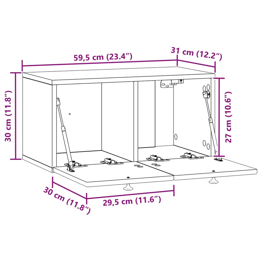 Meuble TV mural Montage mural Blanc brillant 59,5 x 31 x 30 cm - 10