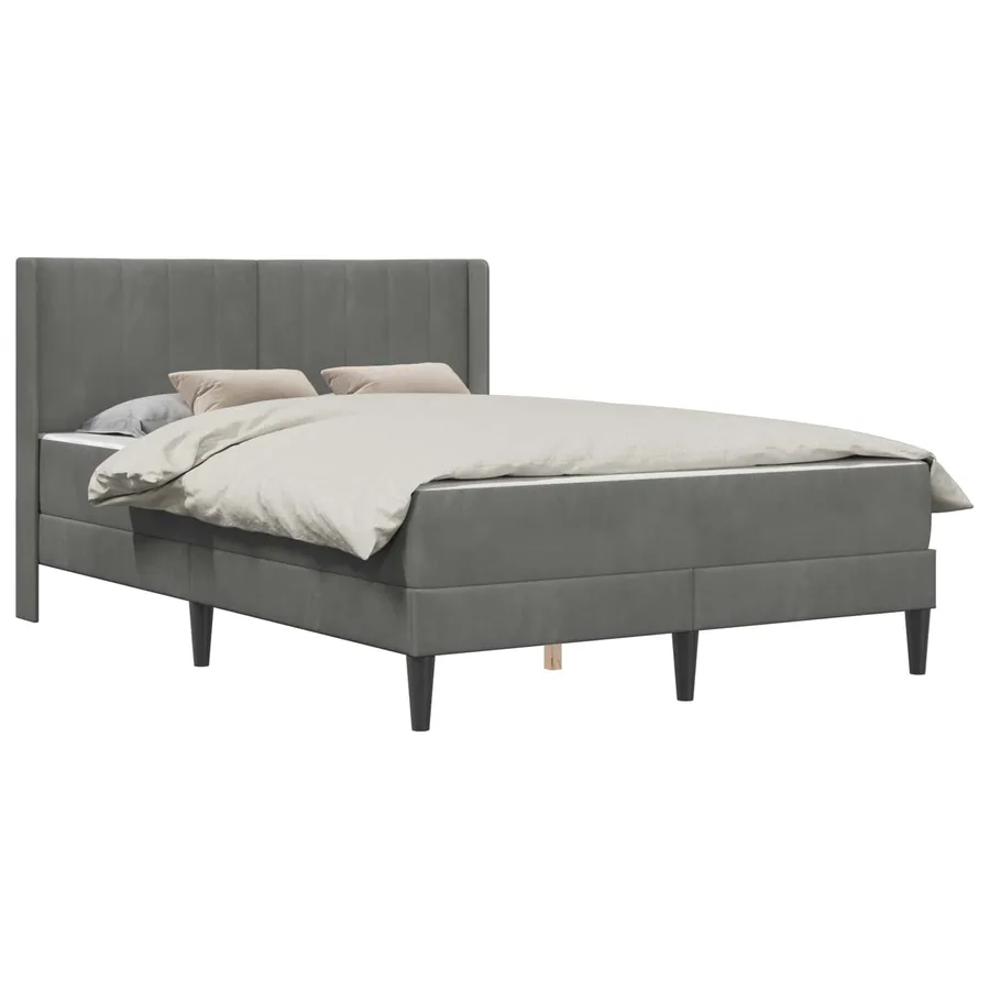 Cadre de lit avec matelas Gris foncé 140 x 190 cm Velours - 2