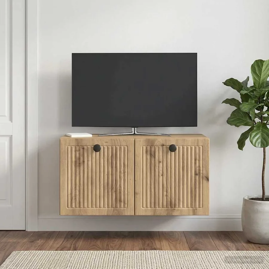 Meuble TV mural 59,5 x 31 x 30 cm Chêne artisanal