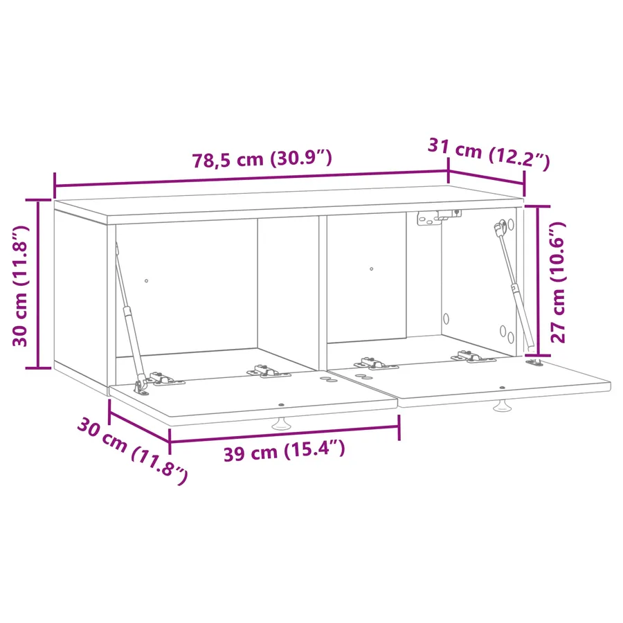 Meuble TV mural 78,5 x 31 x 30 cm Chêne artisanal - 11