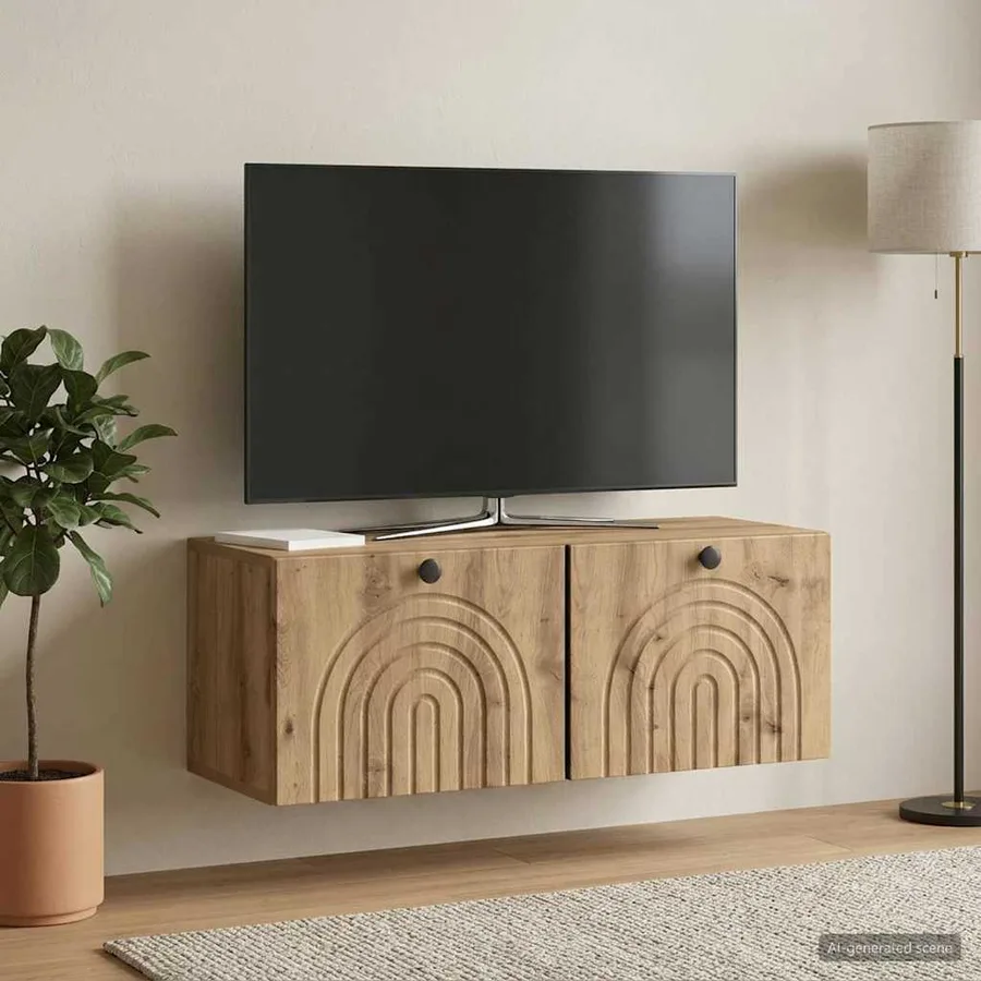 Meuble TV mural 78,5 x 31 x 30 cm Chêne artisanal - 4