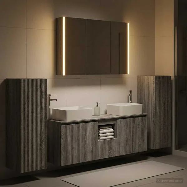 Ensemble de mobilier de salle de bain 6 pcs Sonoma gris