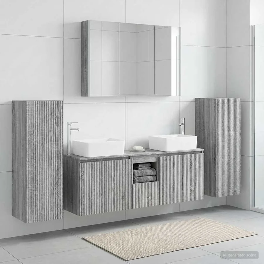 Ensemble de mobilier de salle de bain 6 pcs Sonoma gris - 4
