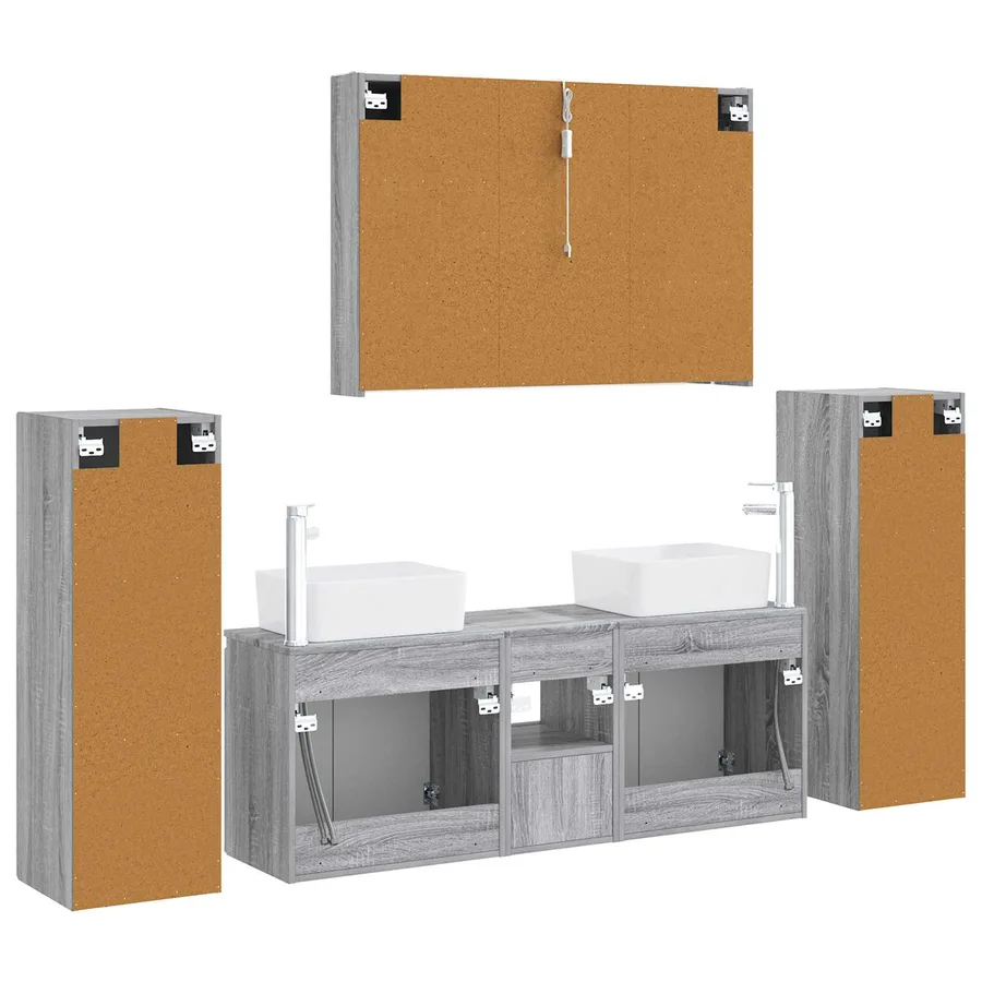 Ensemble de mobilier de salle de bain 6 pcs Sonoma gris - 9