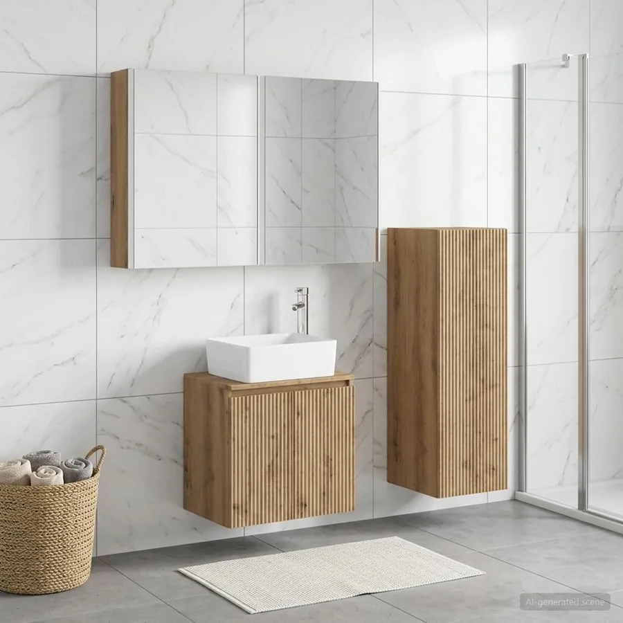 Ensemble de mobilier de salle de bain 4 pc Chêne artisanal