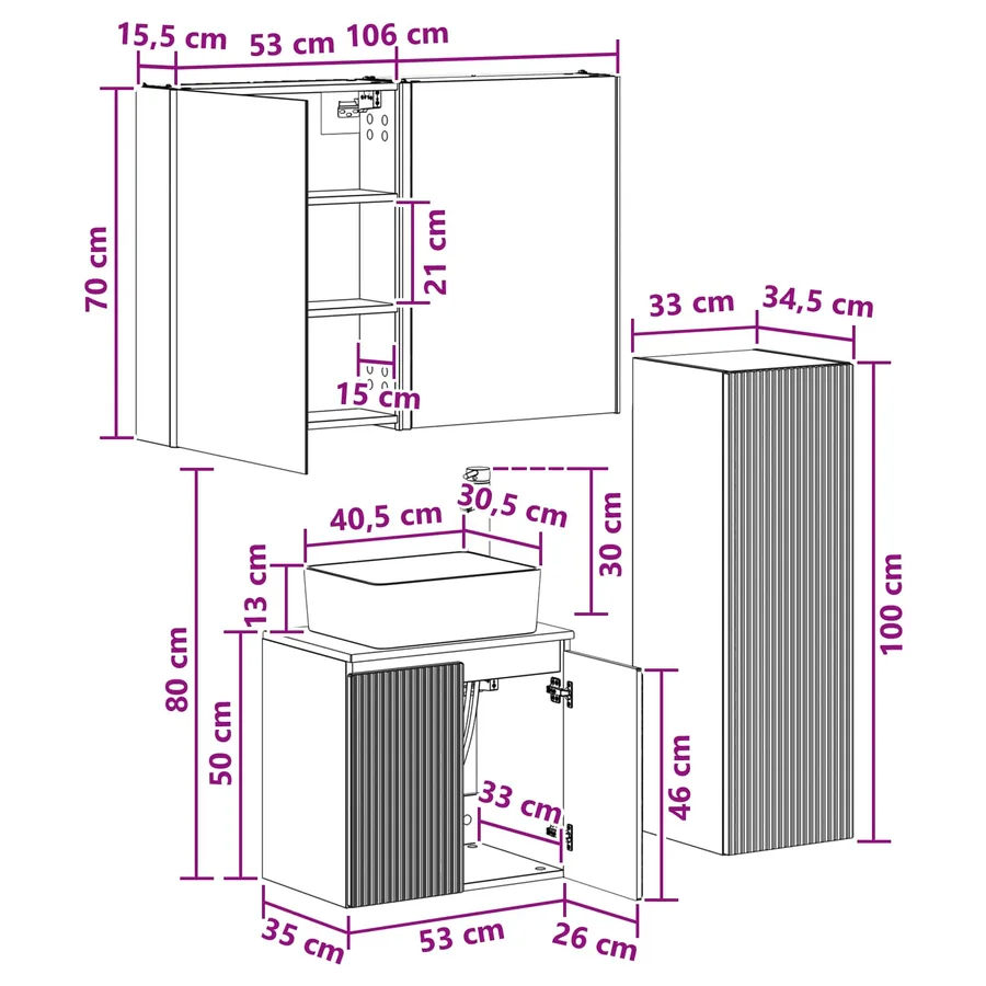 Ensemble de mobilier de salle de bain 4 pc Chêne artisanal - 13