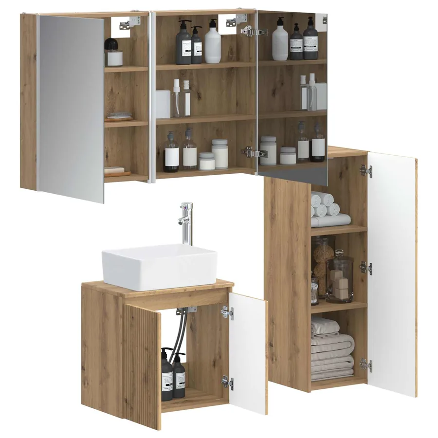 Ensemble de mobilier de salle de bain 4 pc Chêne artisanal - 3