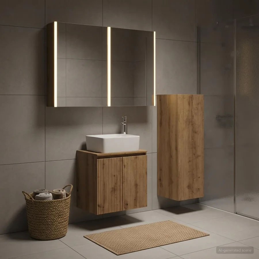 Ensemble de mobilier de salle de bain 4 pc Chêne artisanal - 4