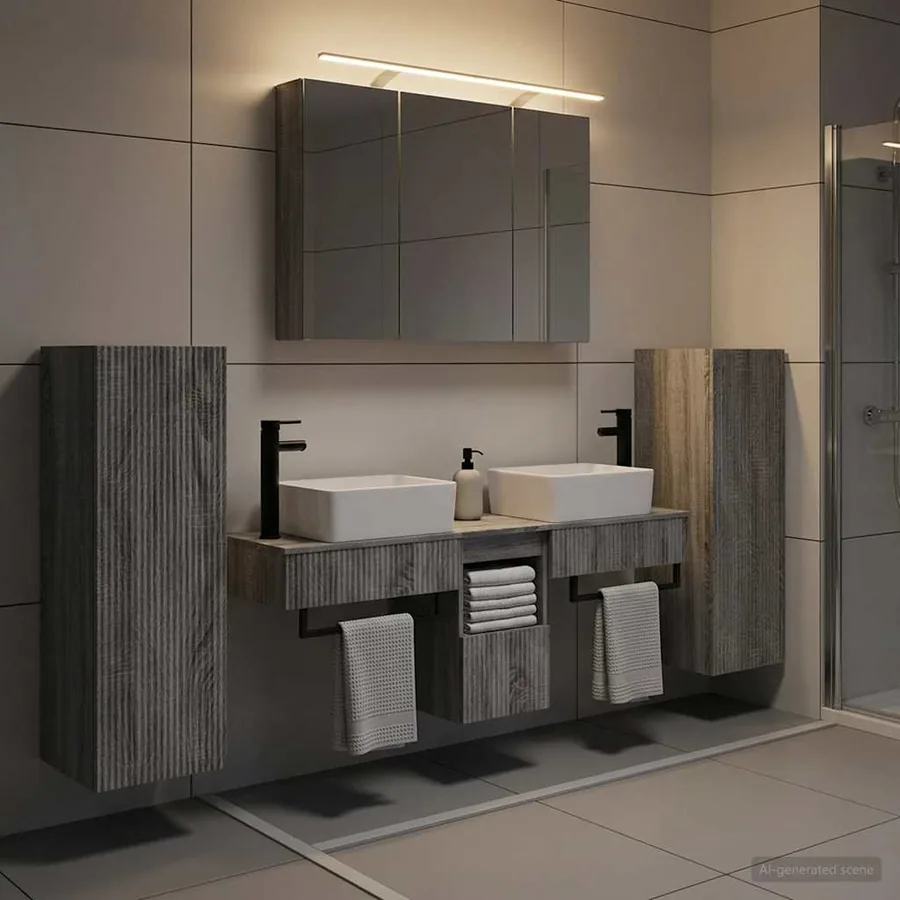 Ensemble de mobilier de salle de bain 6 pcs Sonoma gris - 4