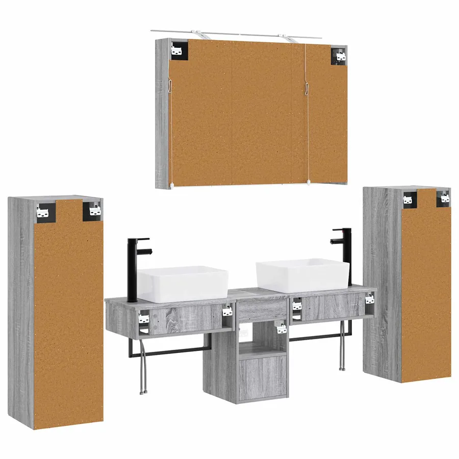 Ensemble de mobilier de salle de bain 6 pcs Sonoma gris - 9