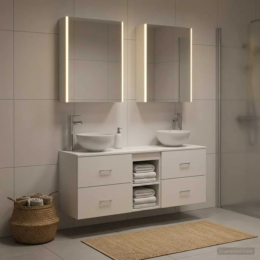 Ensemble d'armoire de salle de bain 5 pcs Blanc