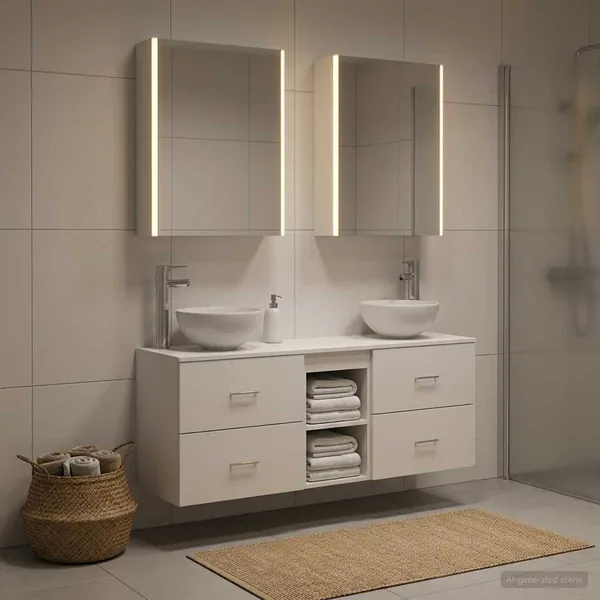 Ensemble d'armoire de salle de bain 5 pcs Blanc