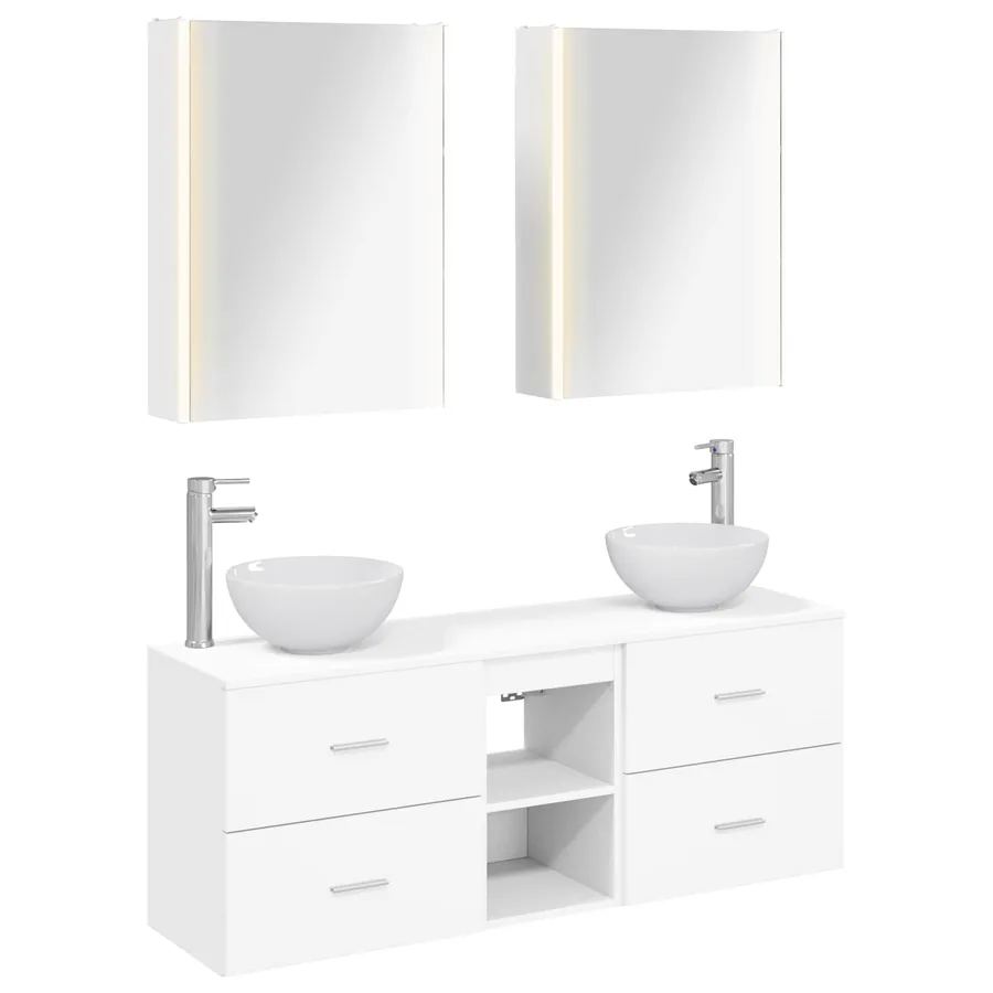 Ensemble d'armoire de salle de bain 5 pcs Blanc - 2